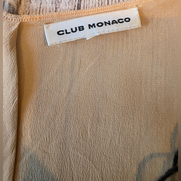 Club Monaco Women's 100% Silk Peach Top Black Floral Appliqué Size Large Shirt - Picture 6 of 9